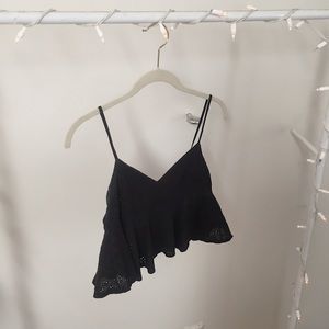 brandy melville black eyelet peplum top